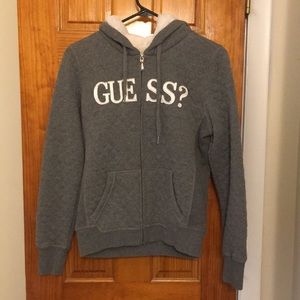 Guess plush lined zippered hoodie - Medium